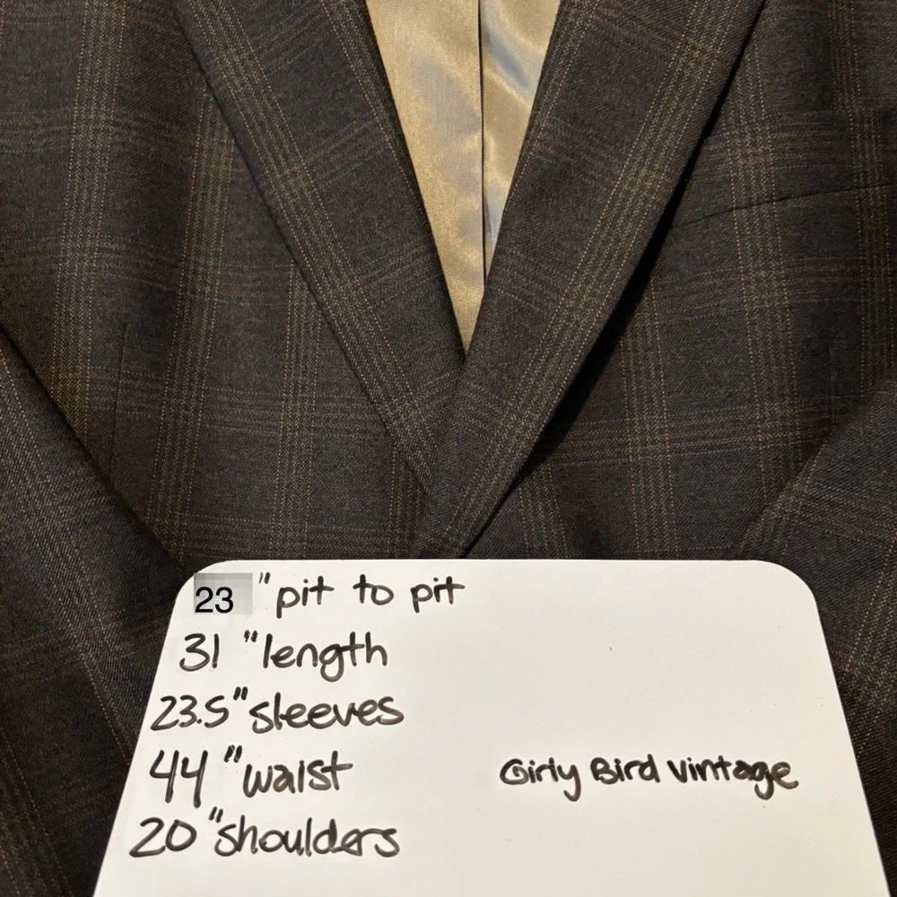 Hart Schaffner Marx Men's 44S Blazer Sport Coat Brown Plaid Wool‎ Blend USA Made